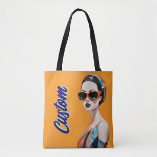 Chic modern woman, geometric elegance tote bag