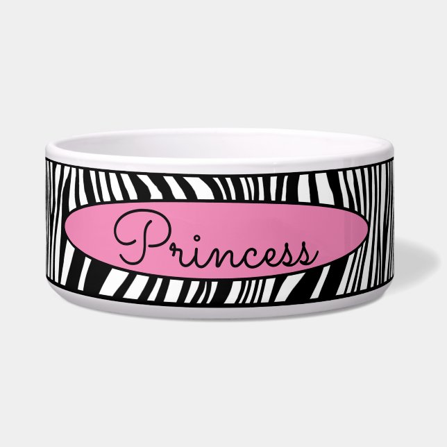 Chic Modern Zebra Skin Pattern Pet Dog Food Water (Front)