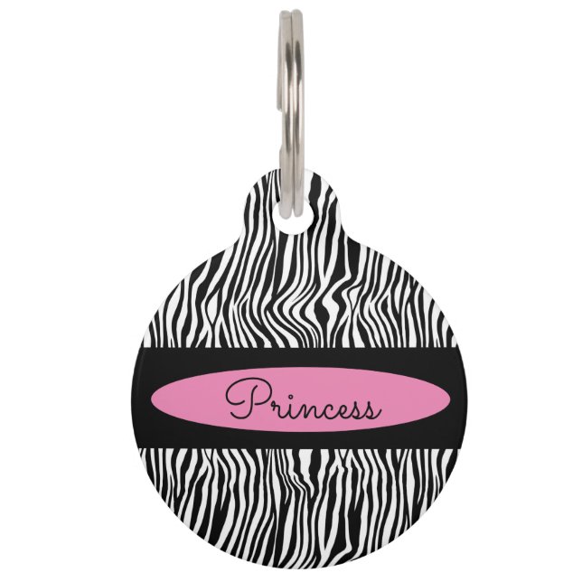 Chic Modern Zebra Skin Pattern Pet Dog  Tag (Front)
