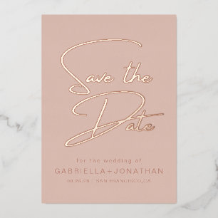 Chic Monochromatic Rose Gold Save The Date