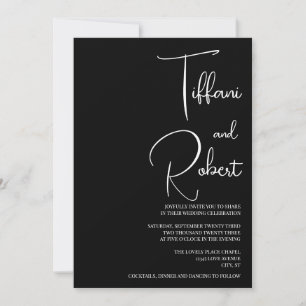 Chic Monochrome Black and White Wedding Invitation