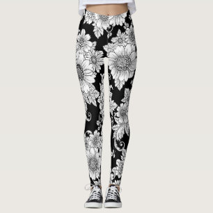 Chic Monochrome Floral Luxury Pattern (2) Leggings