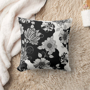 Chic Monochrome Floral Luxury Pattern (4) Cushion