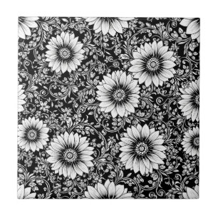 Chic Monochrome Floral Luxury Pattern (5) Tile