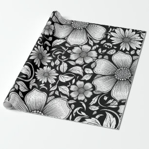 Chic Monochrome Floral Luxury Pattern (6) Wrapping Paper