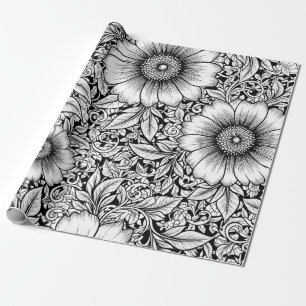Chic Monochrome Floral Luxury Pattern (7) Wrapping Paper