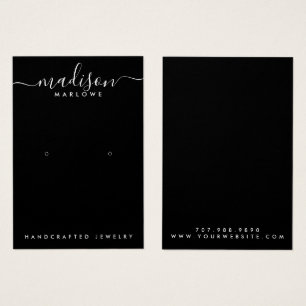 Chic Monogram Black Earring Display Card
