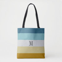 Chic Monogram Blue Yellow White Leather Stripe