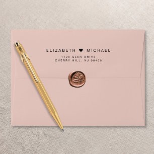 Chic Monogram Blush Pink Wedding Return Address Envelope