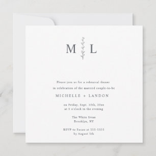 Chic Monogram Branch Rehearsal Dinner Invitation 