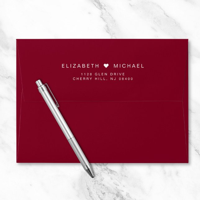 Chic Monogram Burgundy Wedding Return Address Envelope (Creator Uploaded)