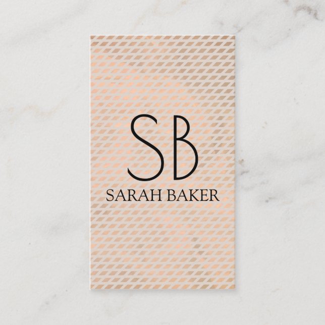 Chic Monogram Cross Hatch Business Card (Front)