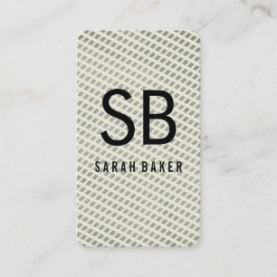 Chic Monogram Cross Hatch Business Card