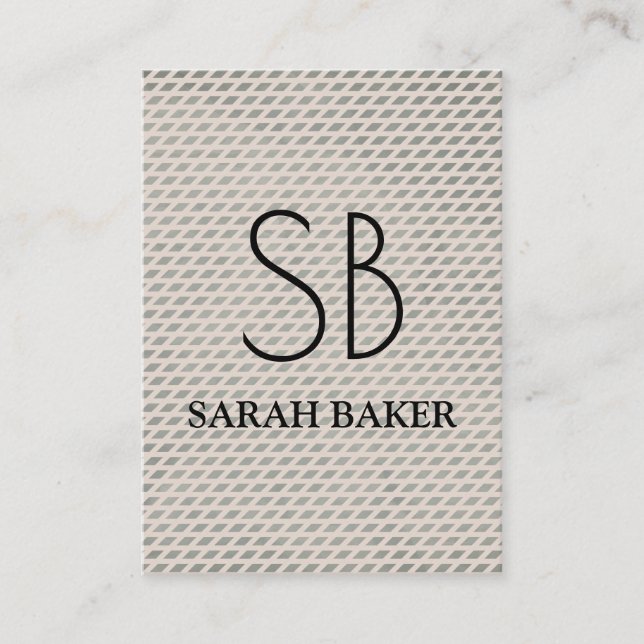 Chic Monogram Cross Hatch Business Card (Front)