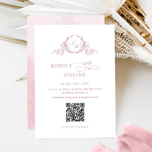 Chic Monogram Dusty Rose RSVP Online QR Code  Enclosure Card
