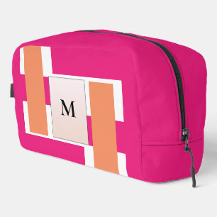 Chic Monogram Feminine Stripe Pattern Dopp Kit