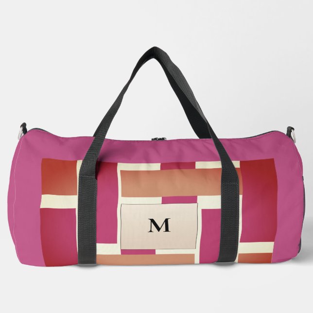 Chic Monogram Feminine Stripe Pattern Duffle Bag (Front)