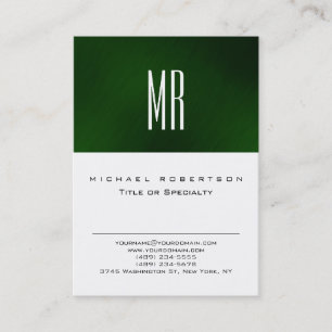 Chic Monogram Green White Cute Business Card