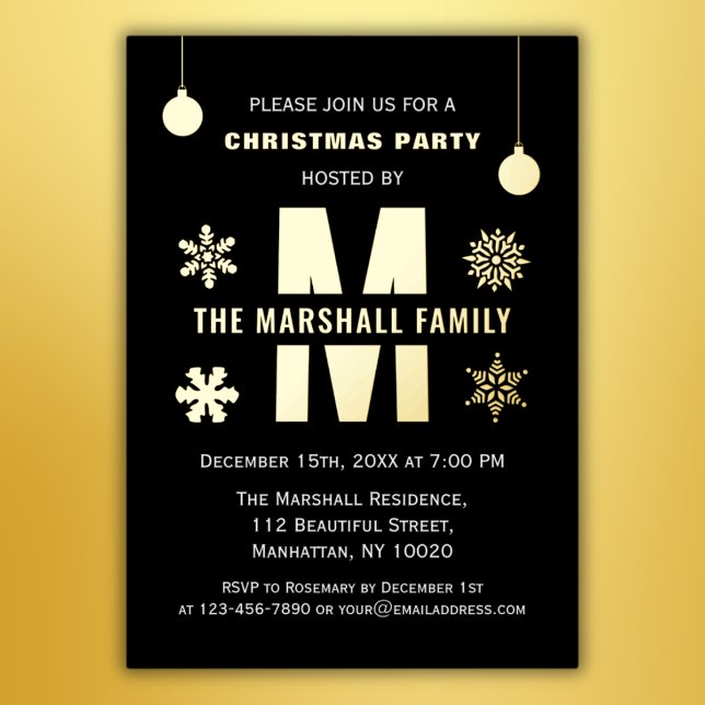 Chic Monogram Holiday Party Merry Christmas Balls (Creator Uploaded)