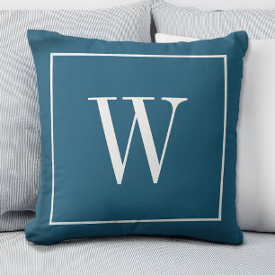 Chic Monogram Inital Stylish Trendy Modern Blue Cushion