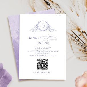 Chic Monogram Lavender Purple RSVP Online QR Code Enclosure Card