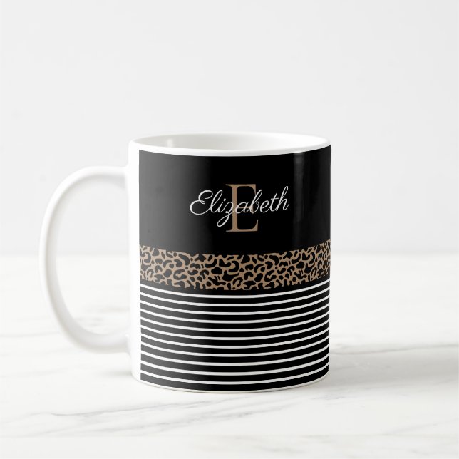 Chic monogram Leopard Print Mug (Left)