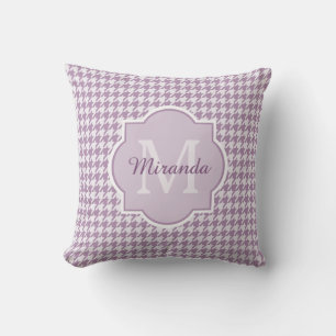 Chic Monogram Light Purple Houndstooth With Name Cushion