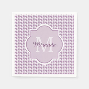 Chic Monogram Light Purple Houndstooth With Name Napkin