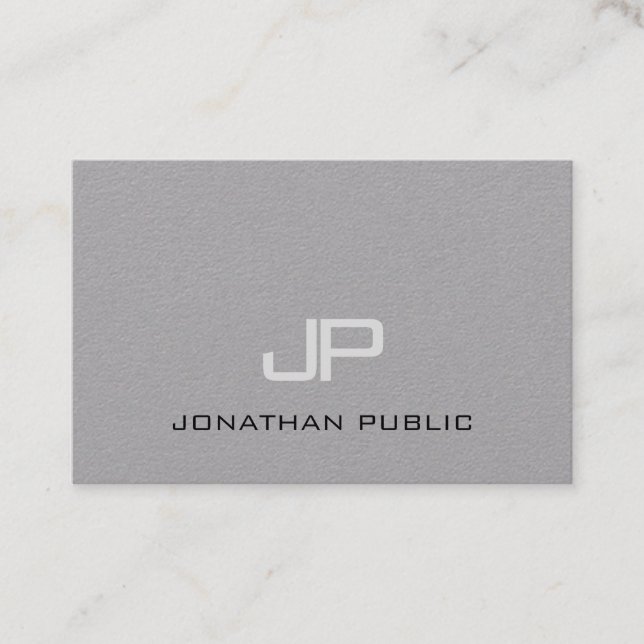 Chic Monogram Minimalist Plain Luxe Trendy Design Business Card (Front)