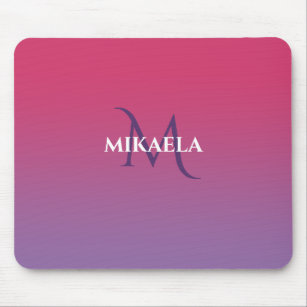 Chic Monogram Name on Pink to Purple Gradient Mouse Pad