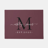 Chic Monogram Names Year Established Burgundy