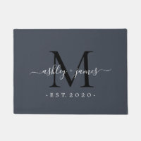 Chic Monogram Names Year Established Dark Blue