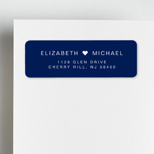 Chic Monogram Navy Blue Wedding Return Address