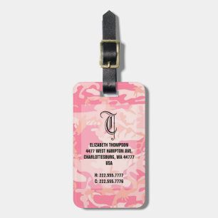 Chic Monogram Pink Camouflauge Luggage Luggage Tag
