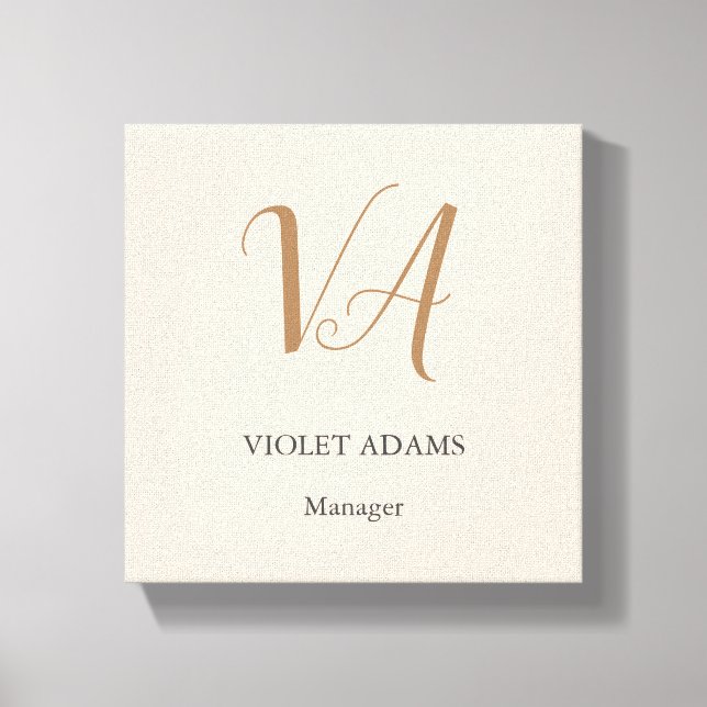 Chic monogram professional minimalist add name canvas print (Front)