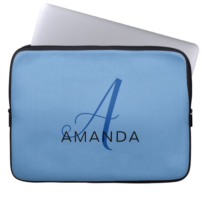 Chic monogram professional plain ADD YOUR NAME Laptop Sleeve (Front)