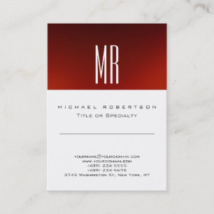 Chic Monogram Red White Cute Business Card