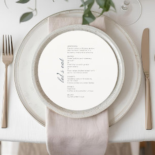 Chic Monogram Round Wedding Menu Flat Card