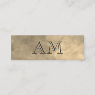 Chic Monogram Sepia Background Mini Business Card