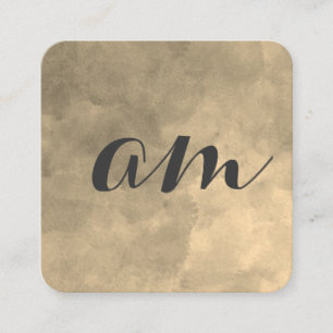 Chic Monogram Sepia Grey Background Square Business Card