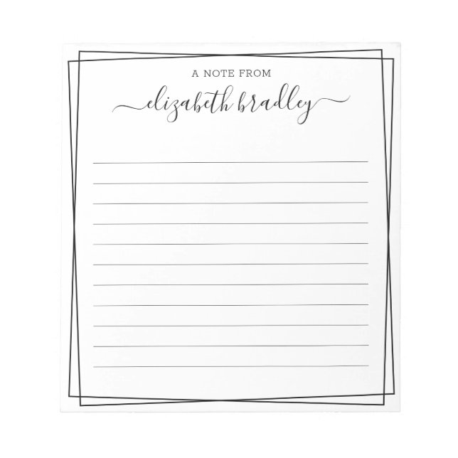 Chic Monogram Signature Script From The Desk Of  Notepad (Front)