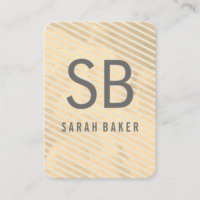 Chic Monogram Stripes Business Card (Front)
