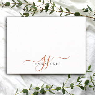 Chic Monogram Terracotta Script Initials, Card