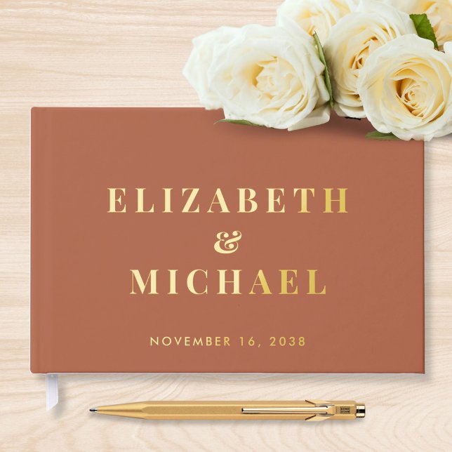 Chic Monogram Terracotta Wedding Guest Book (Creator Uploaded)