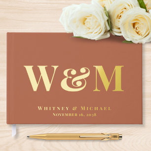 Chic Monogram Terracotta Wedding Guest Book