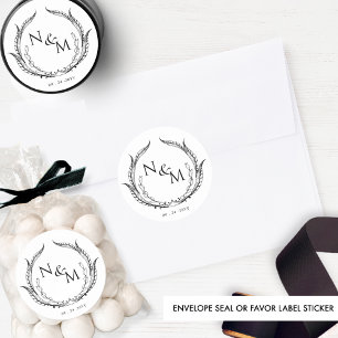 Chic Monogram Wedding Envelope Seal /Favour sticke