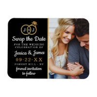 Chic Monogram Wedding Rings Save Or Swap The Date