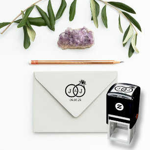 Chic Monogram Wedding Rings Self-inking Stamp