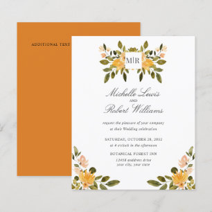 Chic Monogram Yellow Green floral Wedding