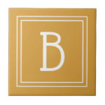 Chic Monogrammed Golden Yellow & White Initial Tile<br><div class="desc">Modern & Stylish personalised monogram added to decorative chic simple updated tile in golden yellow and white. Great gift idea! Easily customise with design tool to make it your own! Contact me at beachpausedesigns@gmail.com if you need help or have questions with this or any of our designs. Other design options...</div>